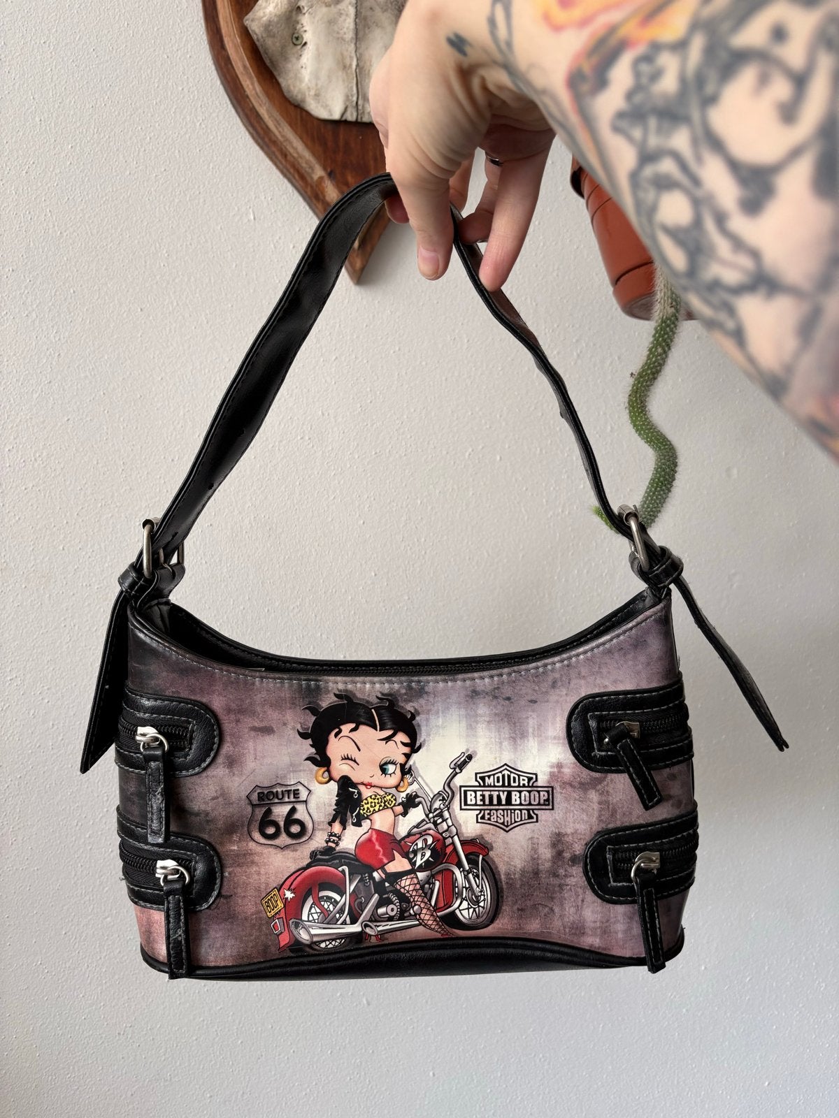 Vintage Y2K Betty Boop Tas - Zo goed als nieuw, Ophalen of Verzenden, Zo goed als nieuw, Zwart, Handtas