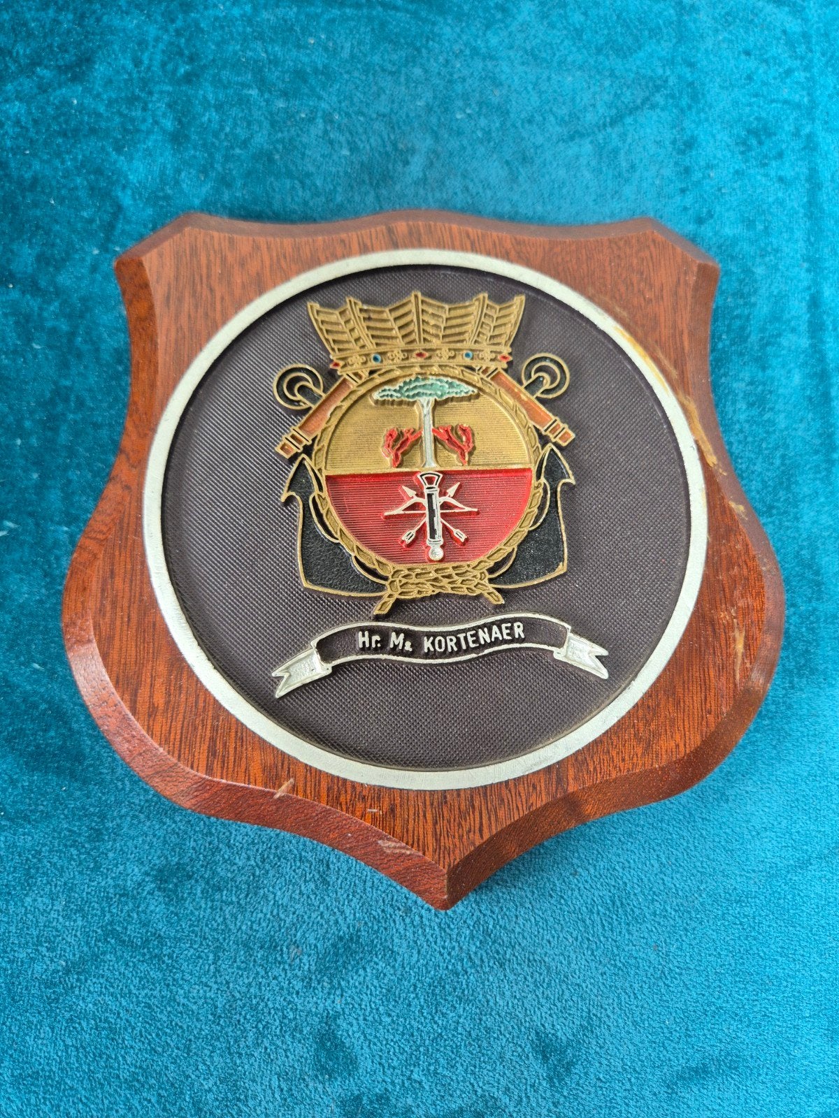 Wapenschild Hr. Ms. Kortenaer F807, Ophalen of Verzenden, Marine, Nederland, Embleem of Badge