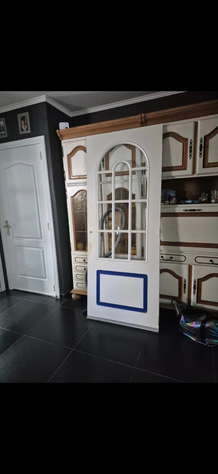 Stompdeur 210x83 cm met glas en rechter scharnieren, Doe-het-zelf en Verbouw, Ophalen, Gebruikt, 80 tot 100 cm, Minder dan 200 cm