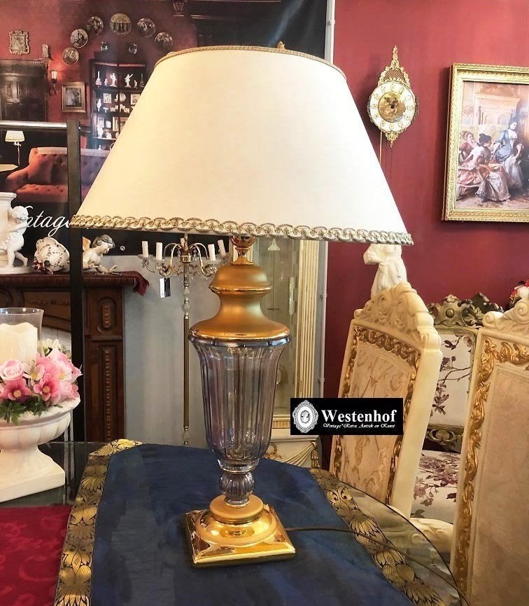 Grote tafellamp brocante Murano glazen lampvoet, Ophalen of Verzenden
