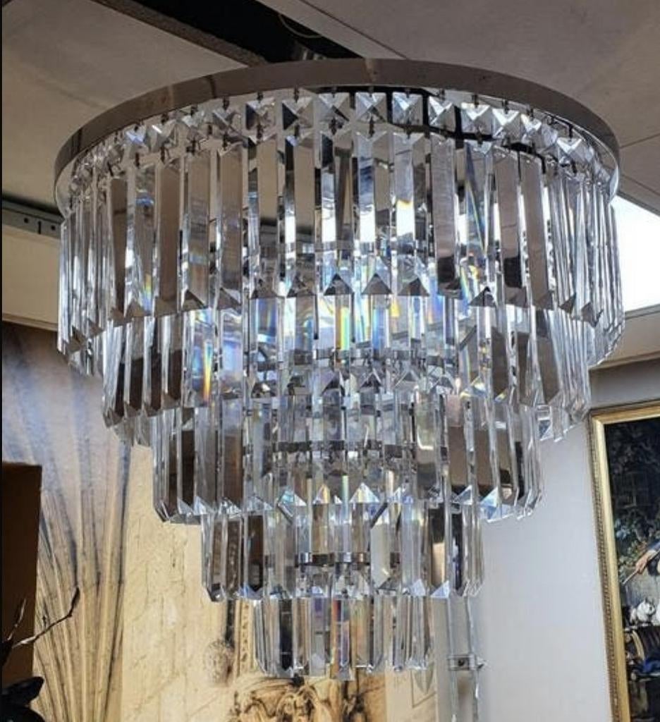 Prachtige hanglamp met kristalglas., Ophalen, Zo goed als nieuw, M