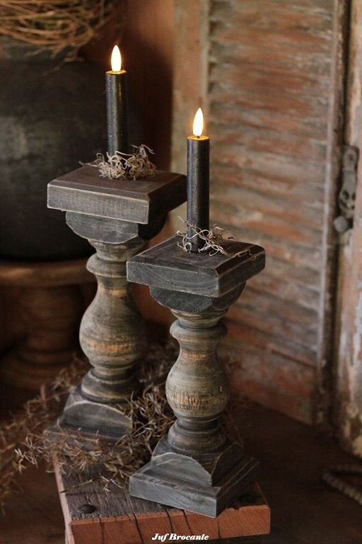 Set baluster kandelaren vintage brown of black, Www.jufbrocante.nl, Www.jufbrocante.nl, Nieuw, Ophalen of Verzenden