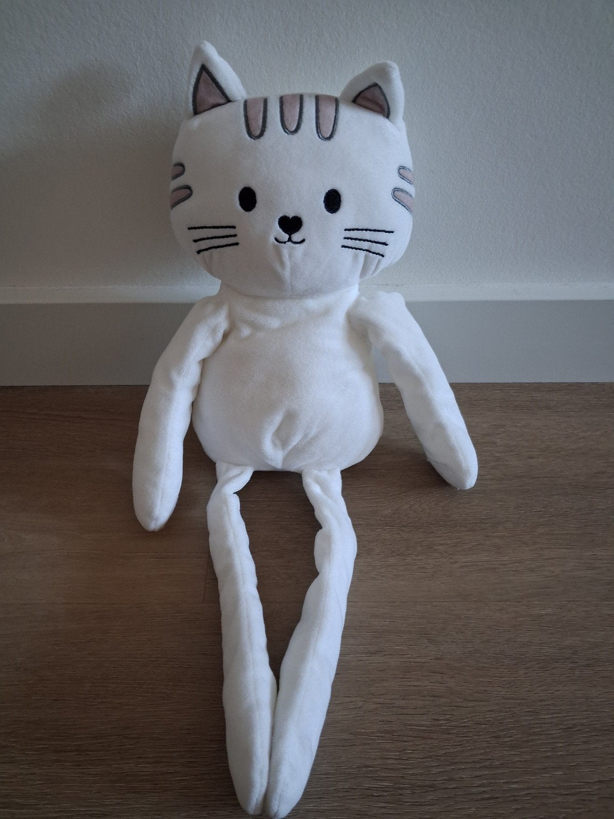 Knuffel Hema poes wit lange benen poten L1761, Ophalen of Verzenden, Zo goed als nieuw