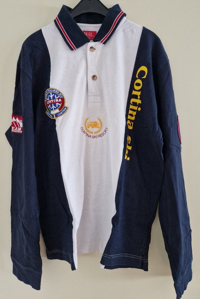 Poloshirt lange mouwen Cortina Ski resort mt m/l, Onbekend, Ophalen of Verzenden, Gedragen, Meerkleurig