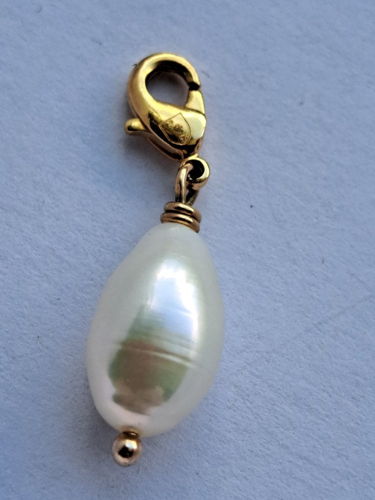 Parel bedel met gouden stainless steel slotje, Sieraden, Tassen en Uiterlijk, Bedels, Overige merken, Nieuw, Ophalen of Verzenden