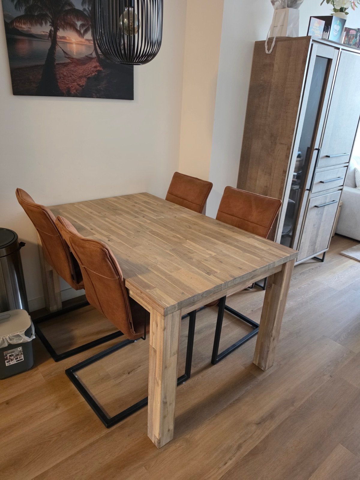 Eettafel 140/90 inclusief 4x Stoelen van MXSOFA, Huis en Inrichting, Ophalen, 100 tot 150 cm, Modern, Industrieel, 50 tot 100 cm