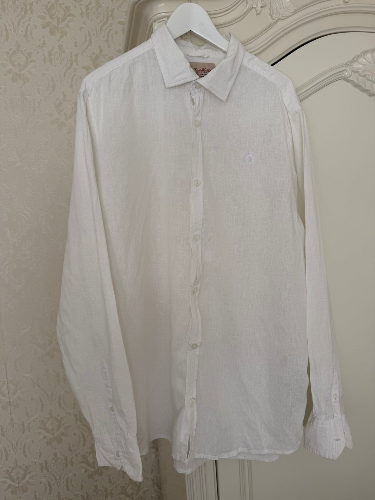 Heren linnen overhemd, 2XL, 3XL, Ralph Lauren, Gant model, Ophalen of Verzenden, Zo goed als nieuw, Wit, Overige halswijdtes