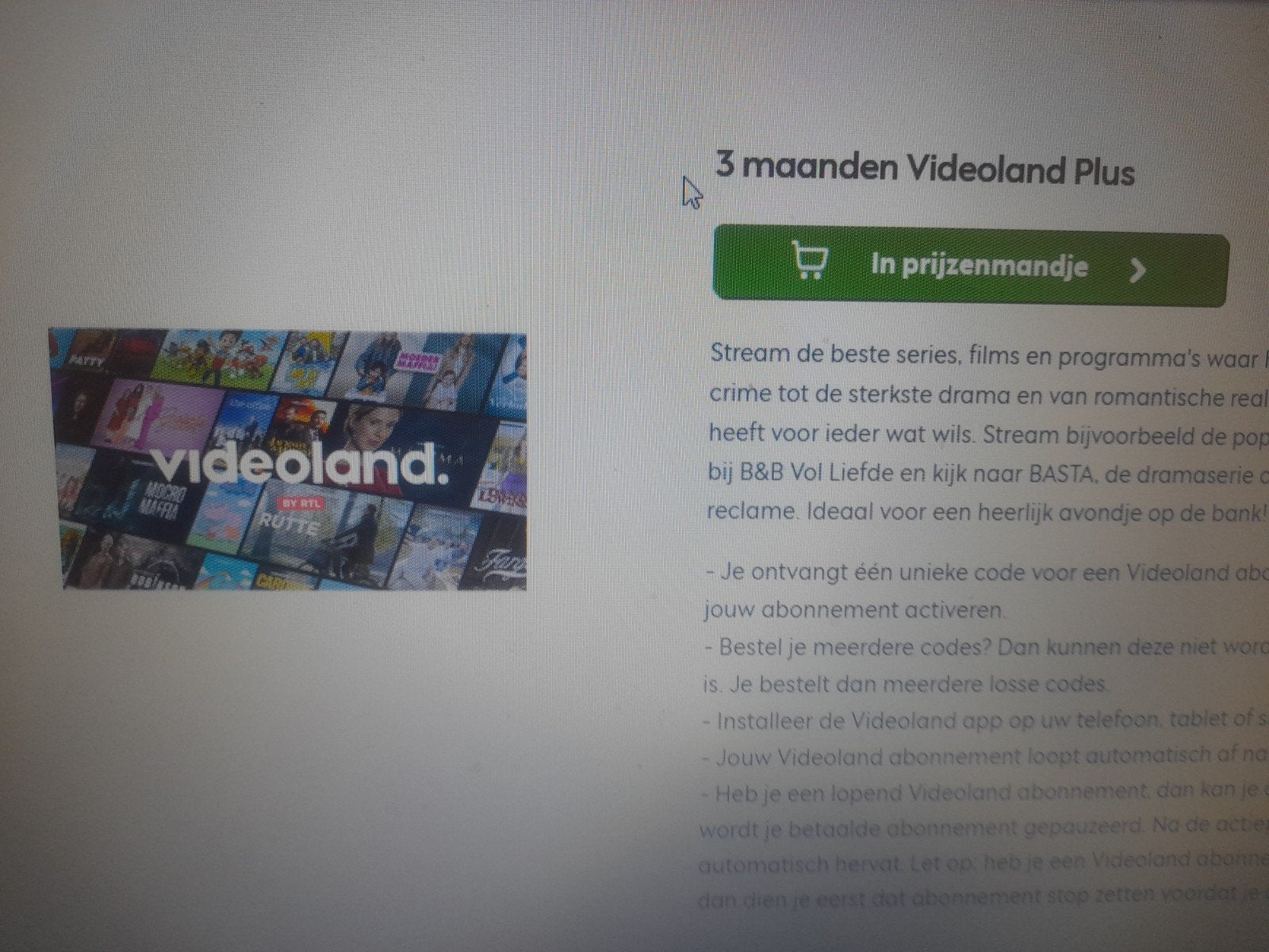 3 maanden videoland plus, Eén persoon