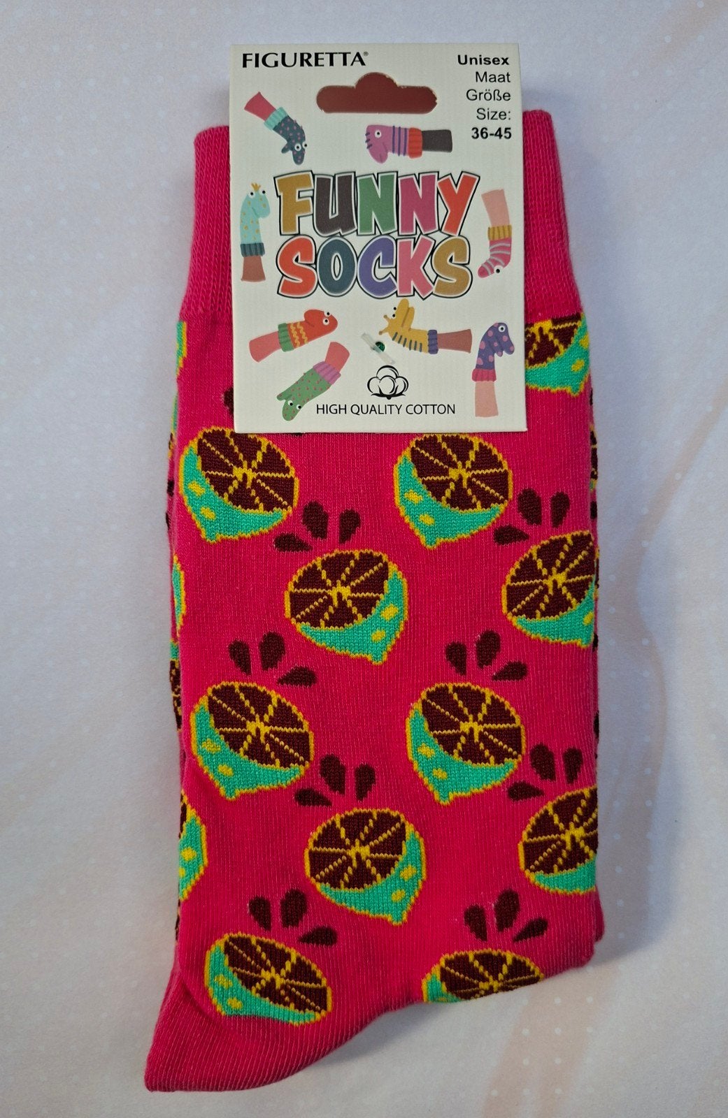 Funny Socks; One Size (Citrusfruitprint), Sokken en Kniesokken, Overige kleuren, Nieuw, Overige maten
