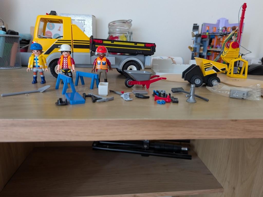 Playmobil Politiebureau en Bouwplaats - Complete set, Kinderen en Baby's, Speelgoed | Playmobil, Gebruikt, Complete set, Ophalen of Verzenden