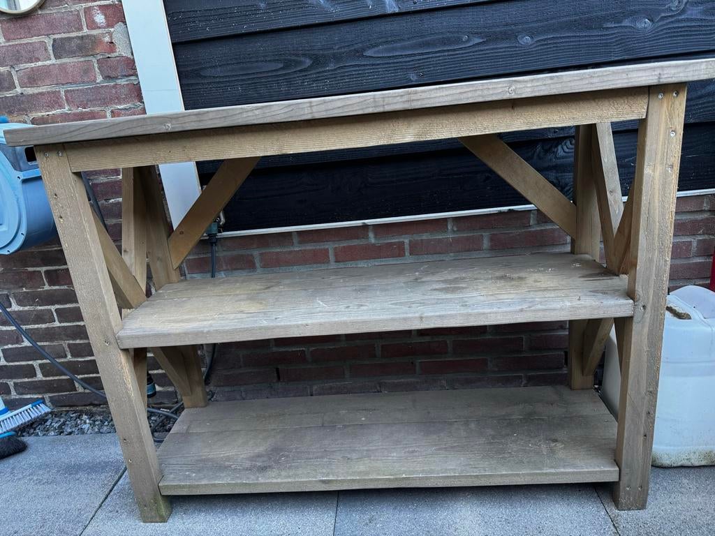 Steigerhouten tafel (sidetable), Ophalen of Verzenden, Gebruikt, 25 tot 50 cm, 50 tot 100 cm