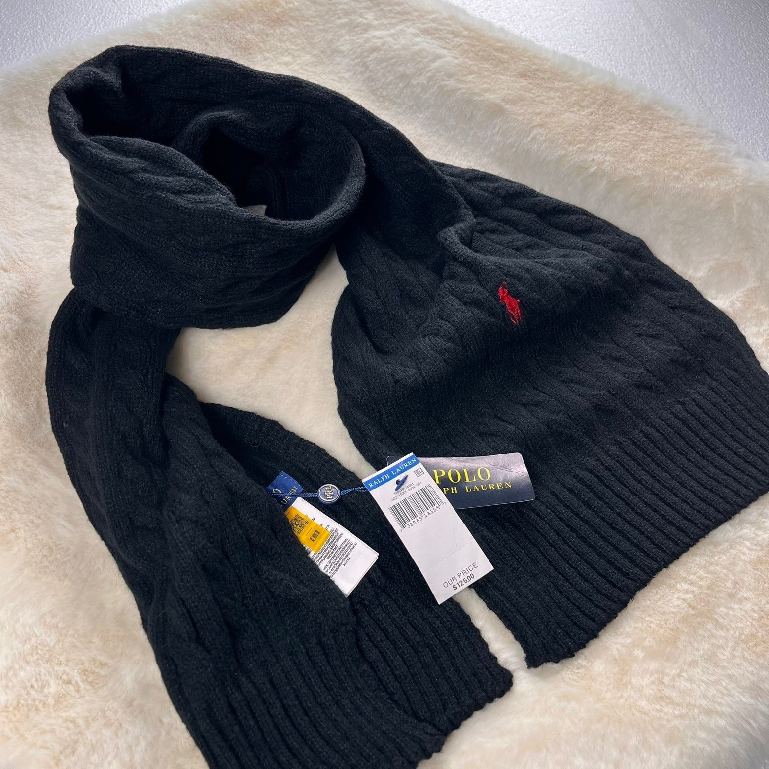 Ralph Lauren Unisex Kabelgebreide Sjaal - Old Money Esthetie, Ophalen of Verzenden, Nieuw, Maat 34 (XS) of kleiner, Sjaal