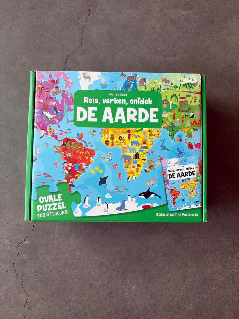 Reis, verken, ontdek DE AARDE - Ovale puzzel 205 stukjes, Ophalen of Verzenden, Minder dan 500 stukjes, Zo goed als nieuw, Legpuzzel