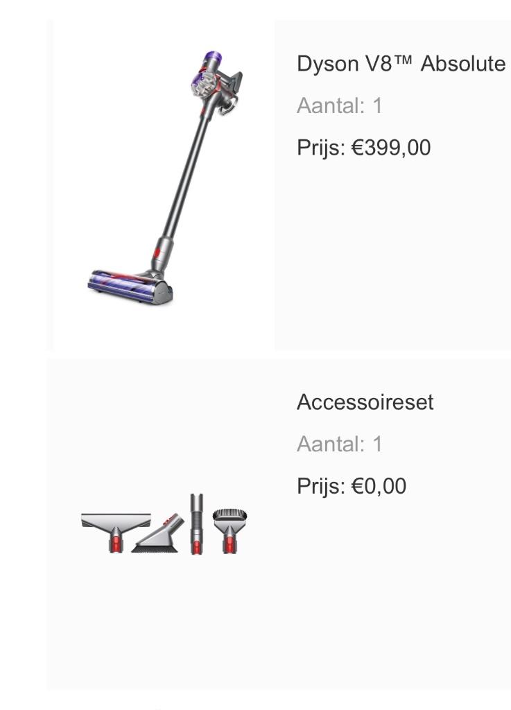 dyson V8 absolute vacuum, Witgoed en Apparatuur, Stofzuigers, Stofzuiger, Ophalen of Verzenden, Zo goed als nieuw, Minder dan 1200 watt