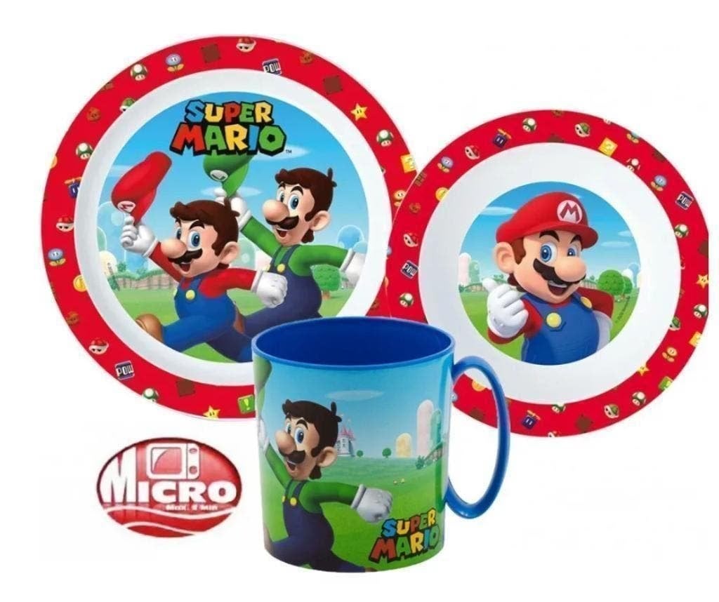 Super Mario Kinderservies met Mok - Magnetron Eetsetje, Ophalen of Verzenden, Nieuw