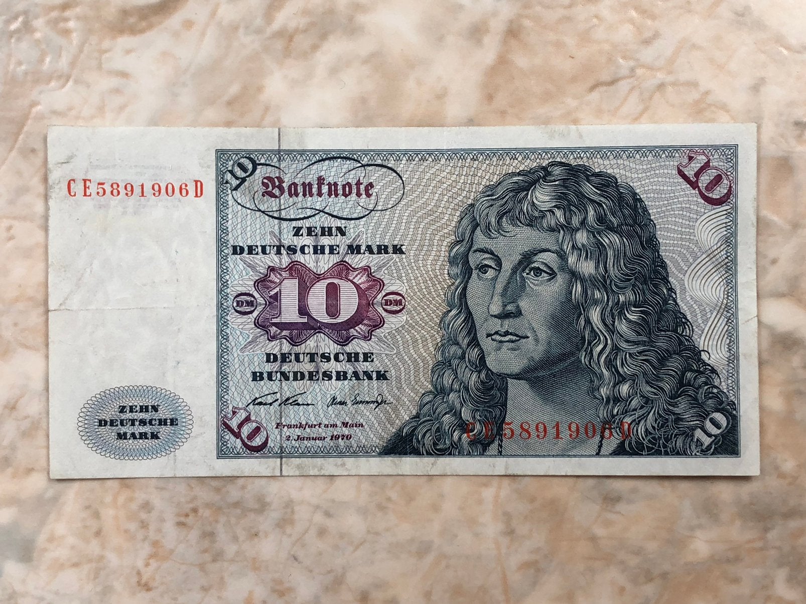 10 mark 1970, Duitsland., Postzegels en Munten, Bankbiljetten | Europa | Niet-Eurobiljetten, Verzenden, Duitsland, Los biljet
