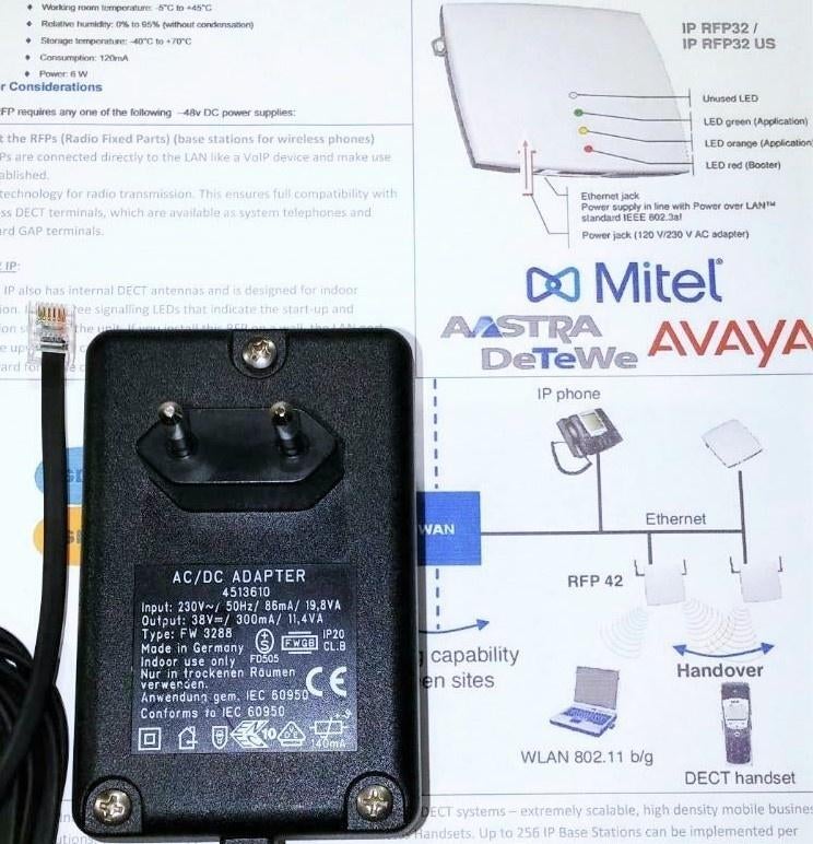 FRIWO FW3288 38V 0.3A RFP L32 IP Adapter 4513610 Avaya Mitel, Ophalen of Verzenden, Zo goed als nieuw, Toebehoren