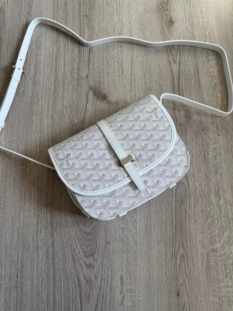 Goyard Belvedere Tas Wit, Ophalen of Verzenden, Zo goed als nieuw, Wit