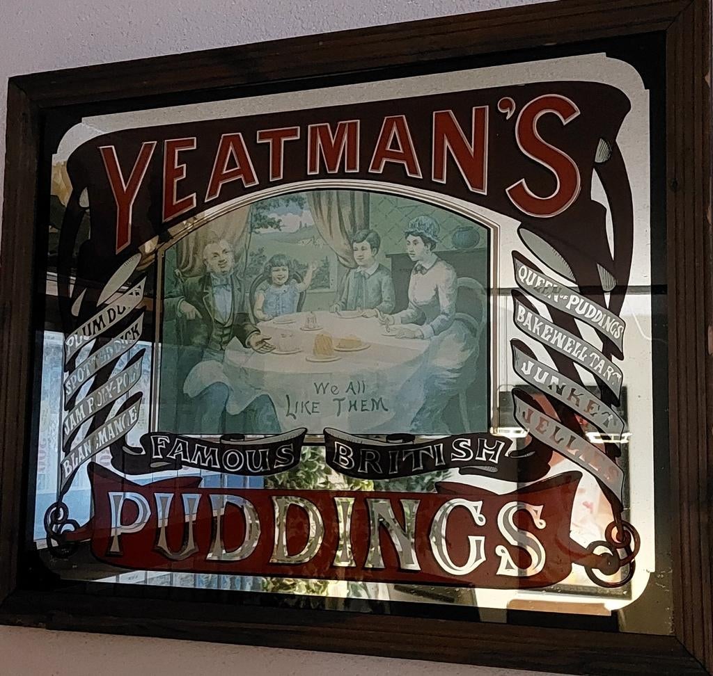 Vintage Yeatman's Pudding Spiegelreclame, Ophalen of Verzenden