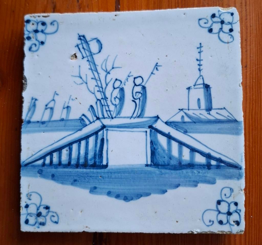 Mooi antieke tegel, Delft Makkum., Ophalen of Verzenden