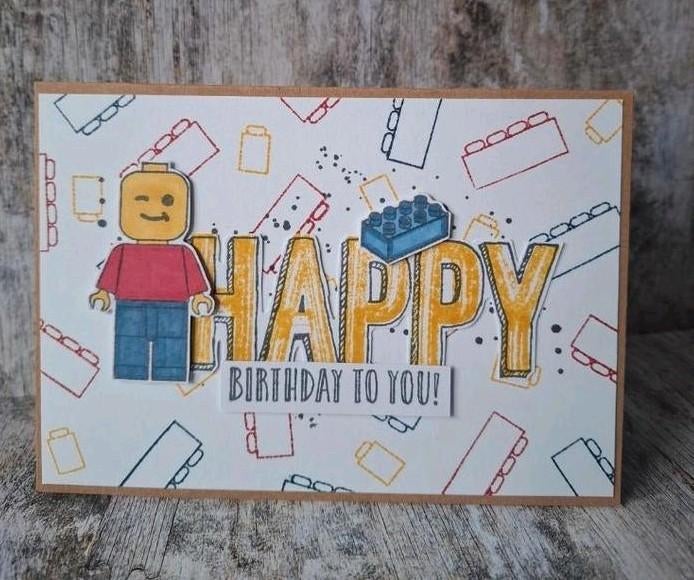 Gestempelde lego kaart, happy birthday to you, Ophalen of Verzenden, Nieuw, Overige thema's
