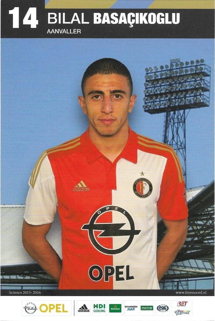 2015--2016 fotokaart Feyenoord - Bilal Basçikoglu, Ophalen of Verzenden, Zo goed als nieuw, Feyenoord