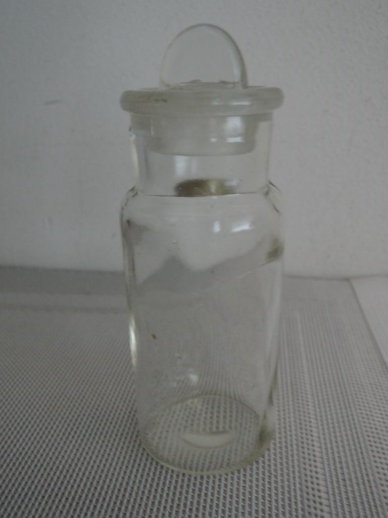 Klein voorraadpotje van oud glas, Ophalen of Verzenden