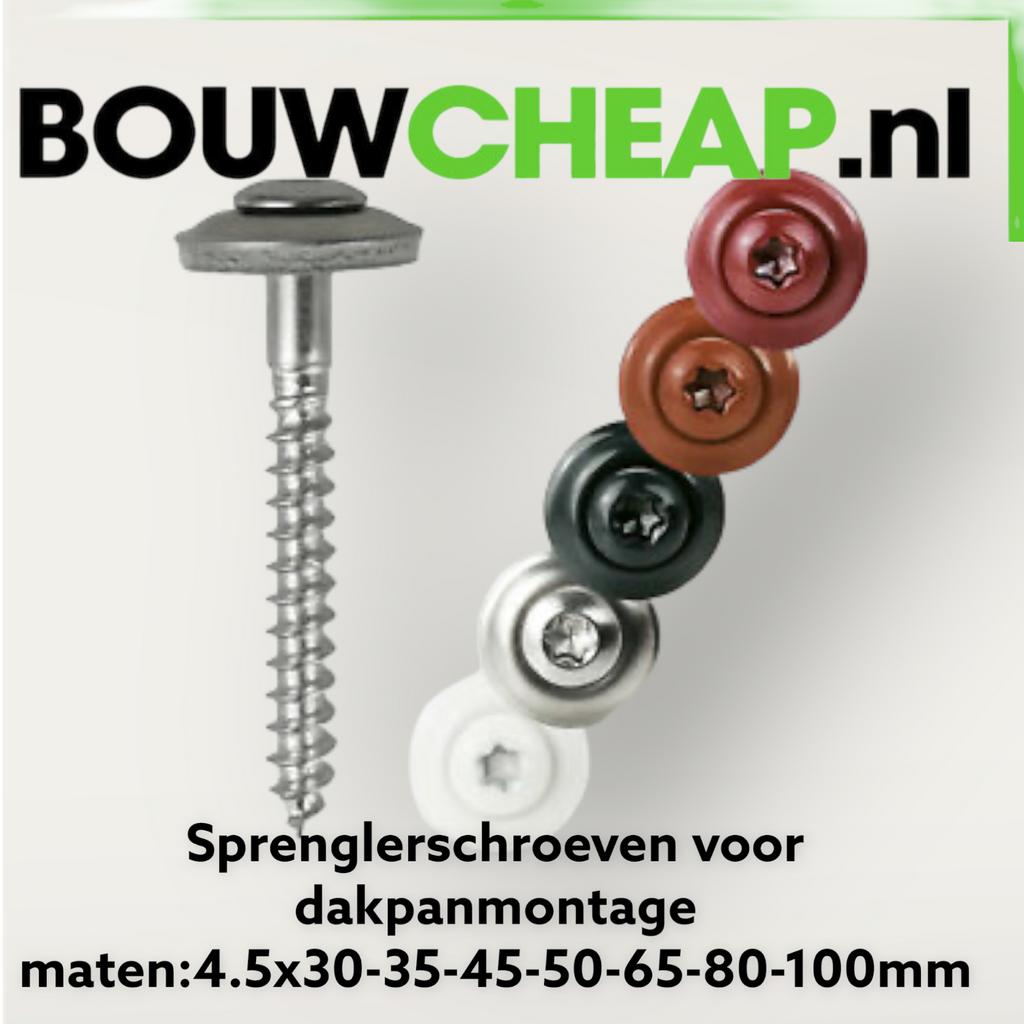 Golfplaatbouten 7x110mm+kunststofkap., Doe-het-zelf en Verbouw, Ophalen of Verzenden, Nieuw, 100 tot 250 mm, Schroeven