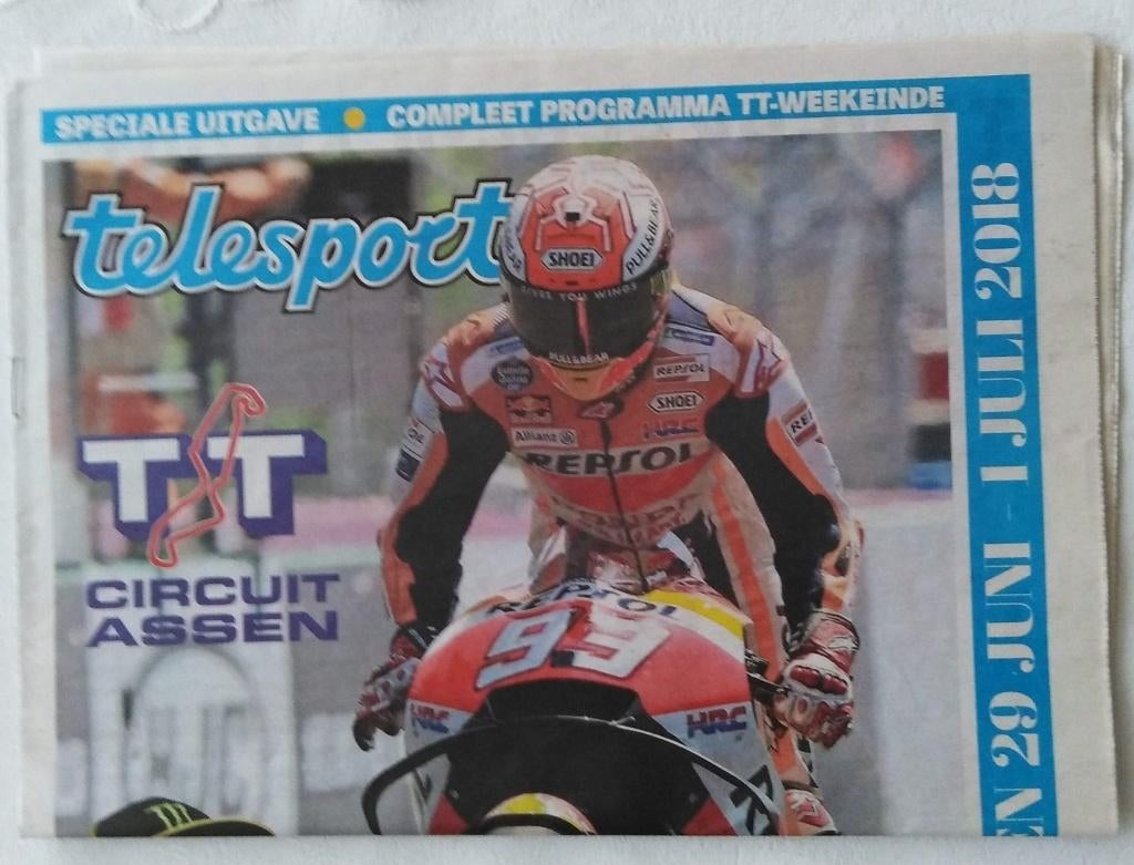 88e Motul TT Assen - 2018 - Telesport, Ophalen of Verzenden, 1980 tot heden, Nederland, Krant
