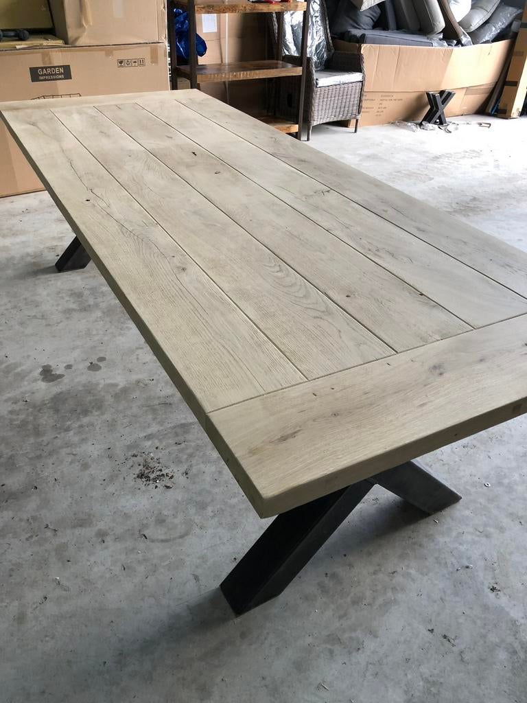 Mooie industriele massief eiken klooster tafels, Huis en Inrichting, Tafels | Eettafels, 100 tot 150 cm, Eikenhout, Ophalen of Verzenden