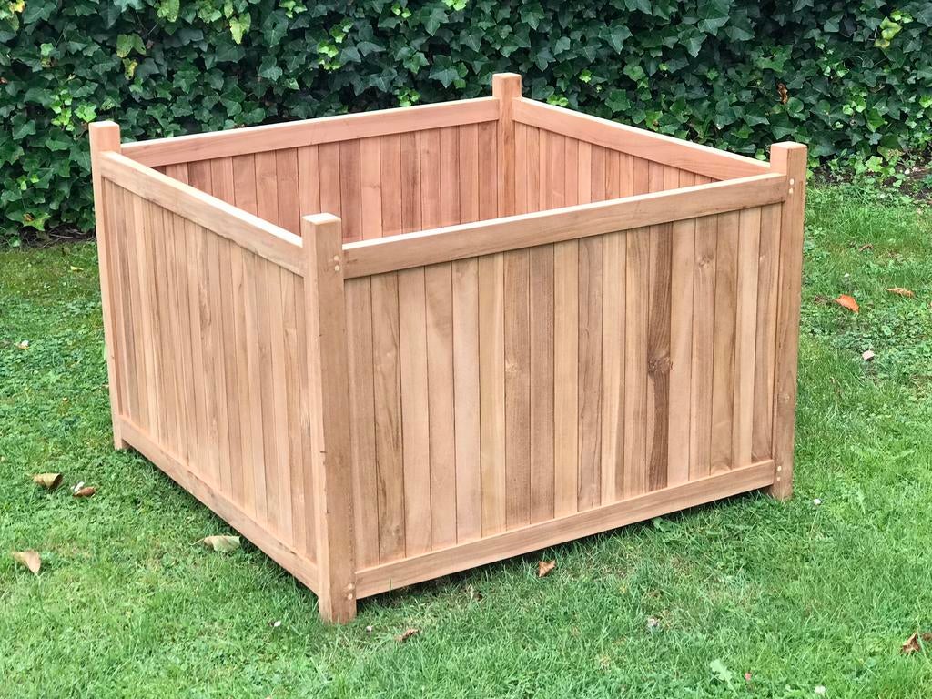 Bloembakken / Plantenbakken / Teak / 100/100/60 cm, 100 cm of meer, Vierkant, Nieuw, Ophalen of Verzenden