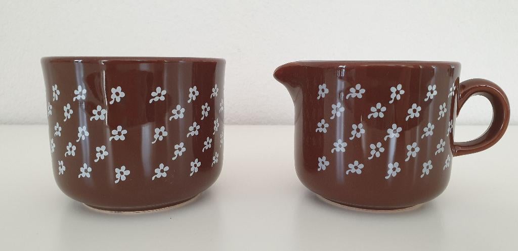 Roomstel, melkkannetje met suikerpot, retro. Ongebruikt., Overige typen, Nieuw, Ophalen of Verzenden, Overige stijlen