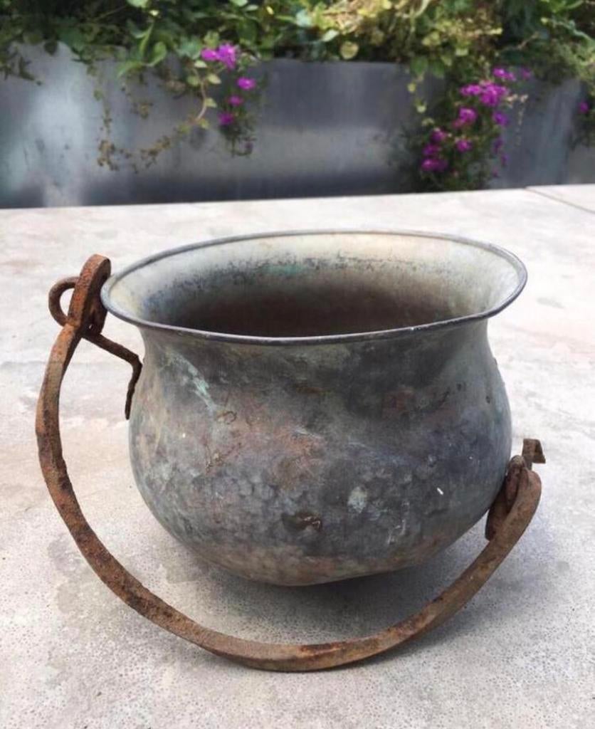 Oude Koperen Pot / Bloempot, Ophalen of Verzenden, Koper