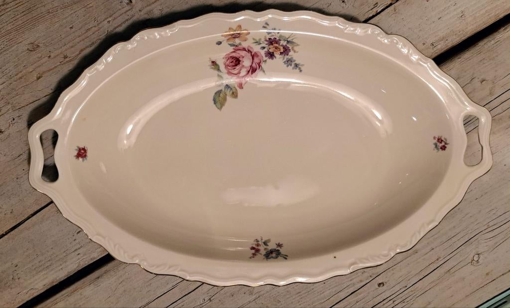 Brocante vintage Edelstein Bavaria schaal roosjes & goudrand, Ophalen of Verzenden