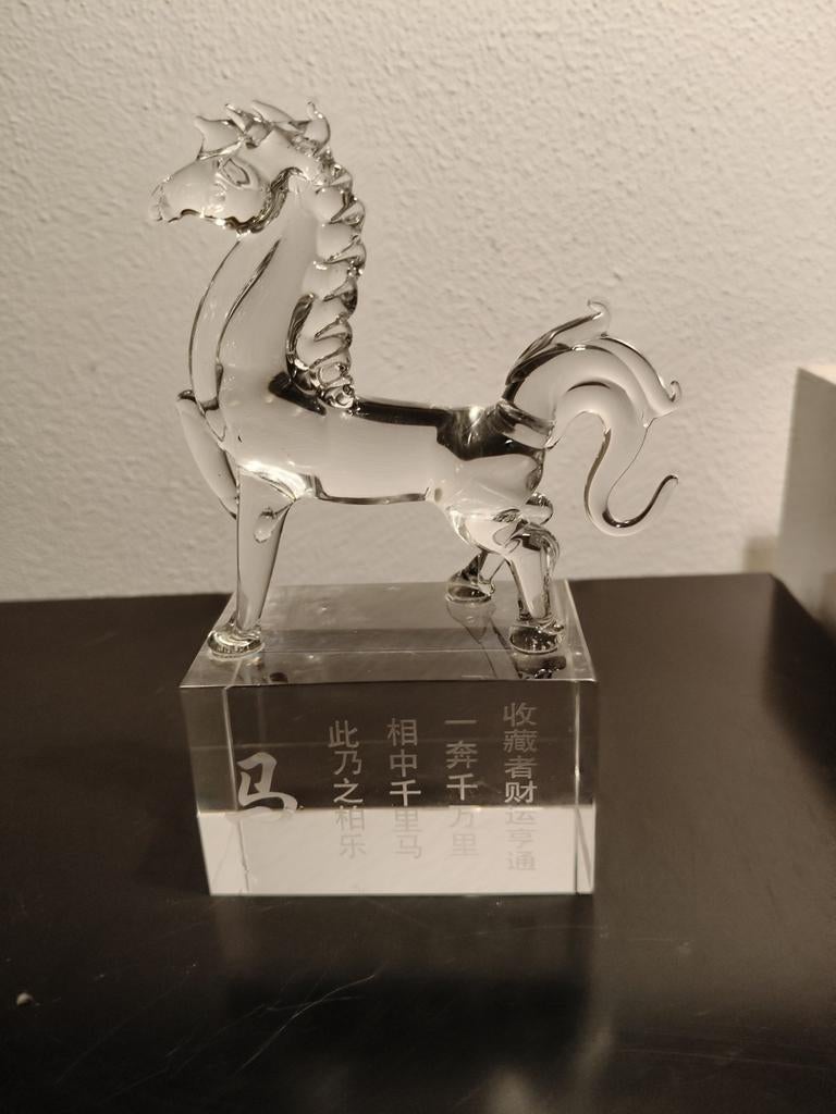 3003 Kristallen Eenhoorn Paard Sculptuur - Chinees Design, Ophalen of Verzenden