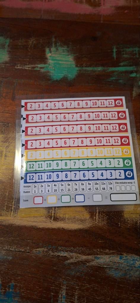Qwixx Scorekaarten - Geplastificeerd & Herbruikbaar (4 stuks, Nieuw, Ophalen of Verzenden, Vijf spelers of meer, Reisspel