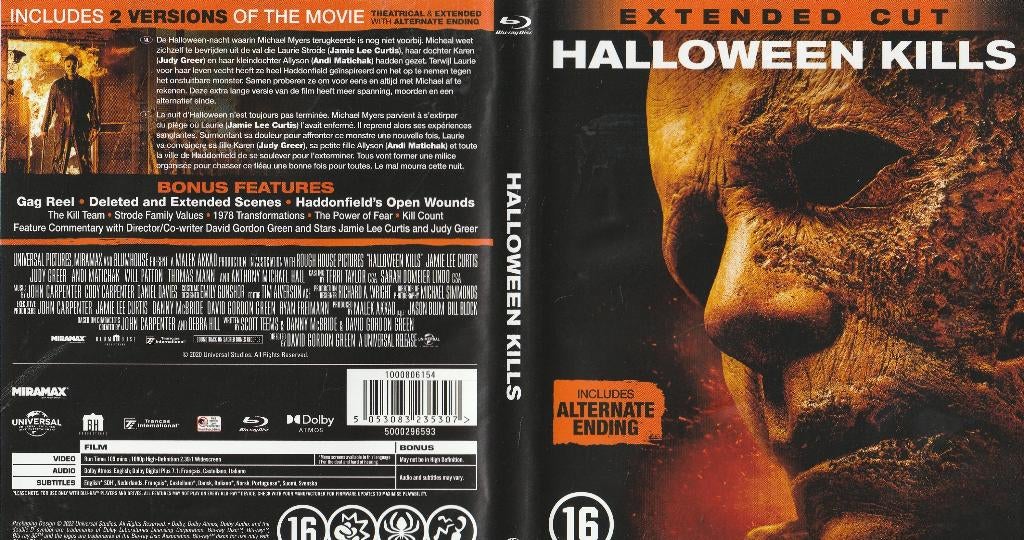 Halloween kills blu ray ( ned. ondert. ), Ophalen of Verzenden, Zo goed als nieuw, Horror