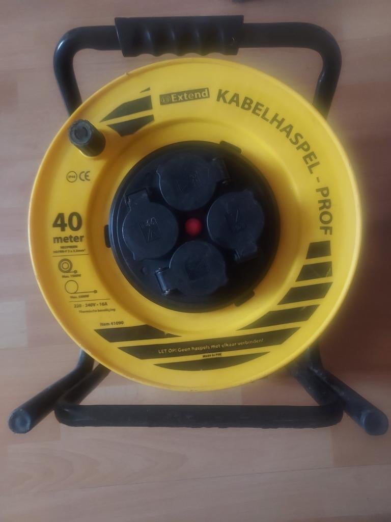 Professionele Kabelhaspel - 40 Meter, Doe-het-zelf en Verbouw, Elektra en Kabels, Gebruikt, Kabel of Snoer, Ophalen of Verzenden