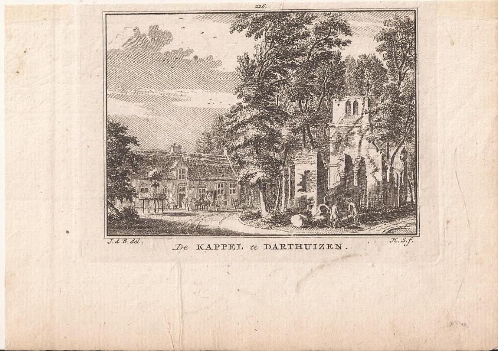 De Kappel te Darthuizen Kopergravure Hendrik Spilman ca 1750, Ophalen of Verzenden