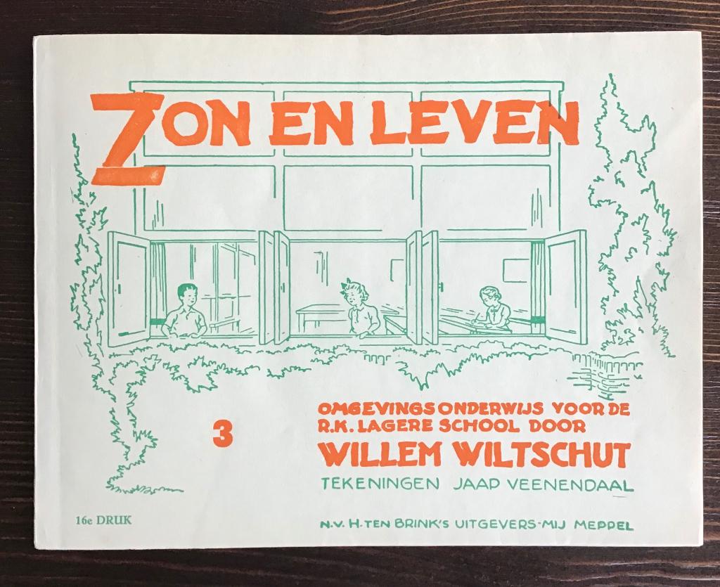 Oud schoolboekje Zon en Leven met leuke tekeningen, Overige niveaus, Ophalen, Gelezen, Willem Wiltschut