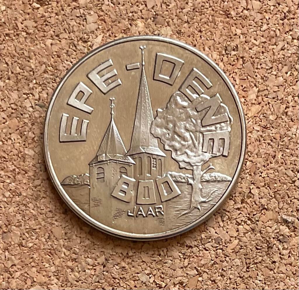 Penning - Nederlandt 1 daalder 1976 800 jaar stad Epe-Oene, Postzegels en Munten, Penningen en Medailles, Ophalen of Verzenden