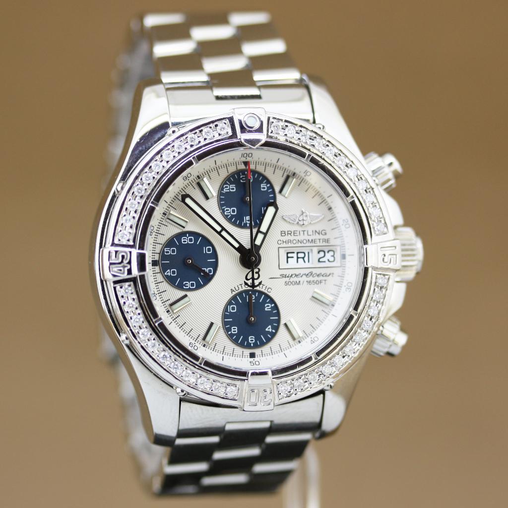 Breitling SuperOcean Chrono A13340 Diamant, Staal, Gebruikt, Staal, Breitling