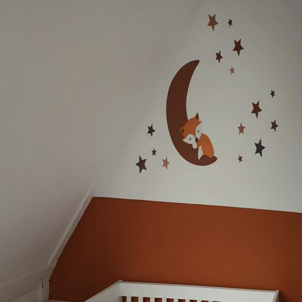 Behang sticker babykamer vosje op de maan, Kinderen en Baby's, Ophalen of Verzenden, Nieuw, Wanddecoratie