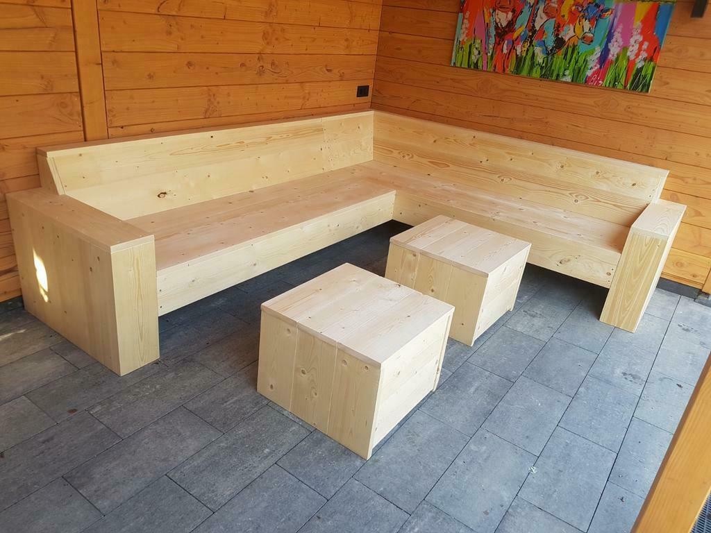 Lounge hoekbank steigerhout