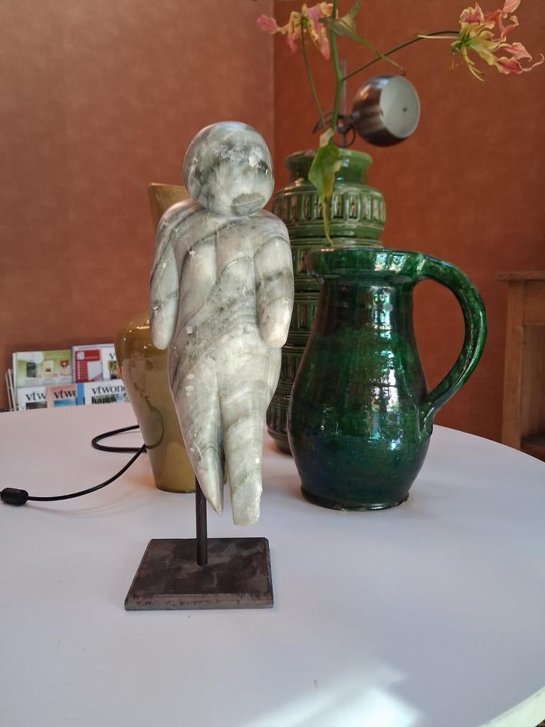 Marmer beeld vrouw buste 32cm speksteen kunstobject vintage, Antiek en Kunst, Kunst | Designobjecten, Ophalen of Verzenden
