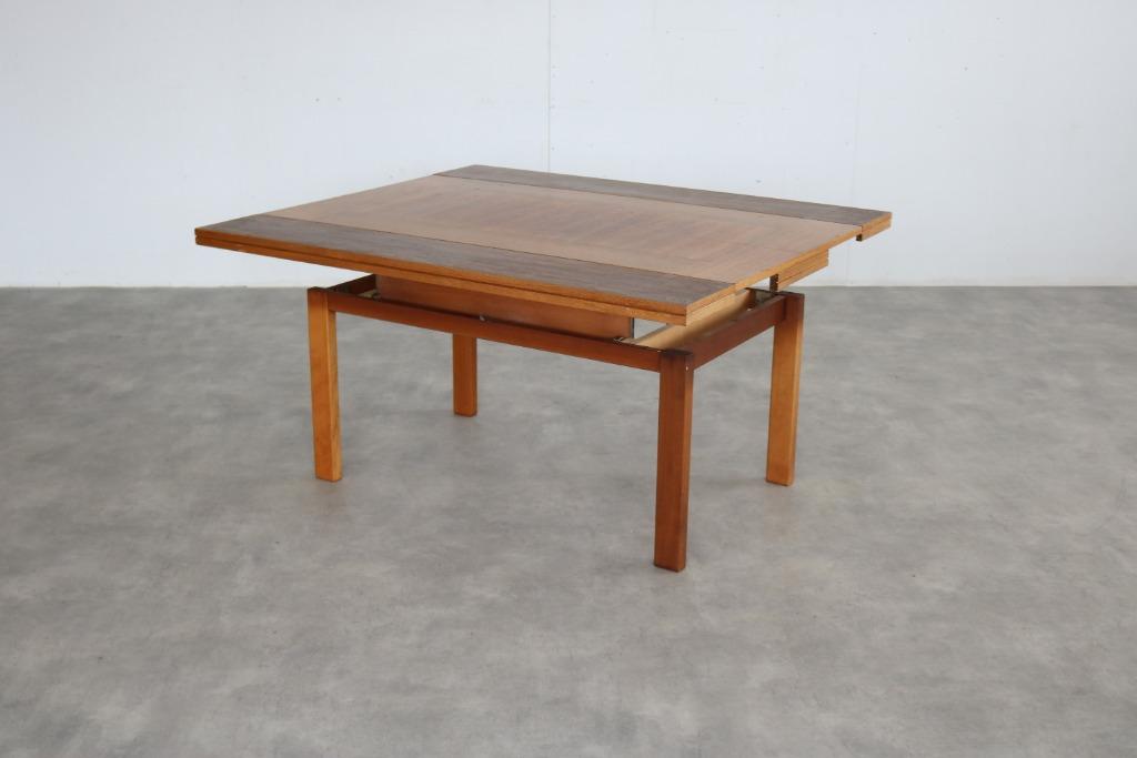 vintage salontafel | eettafel | verstelbaar | jaren 60, Gebruikt, 100 tot 150 cm, Verzenden, .