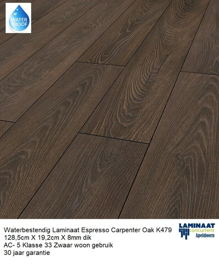 Waterbestendig Laminaat Espresso Carpenter Oak €14,95m2, 75 m² of meer, Nieuw, Ophalen of Verzenden, Laminaat