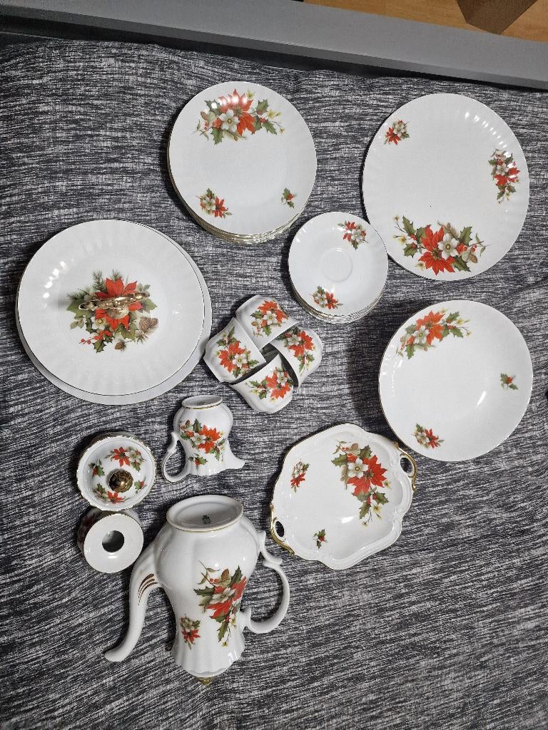 Vintage Kerstservies wunsiedel bavaria porzellan, Diversen, Kerst, Ophalen, Gebruikt