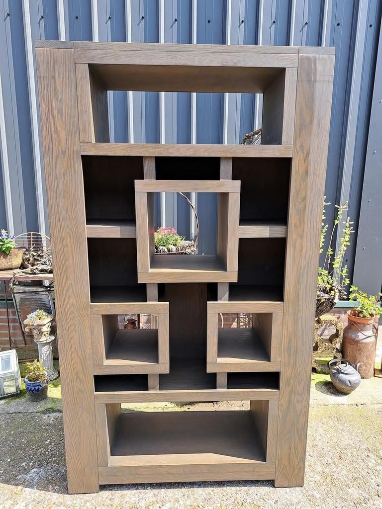 Vintage boekenkast, wandmeubel afm. 100x45cm en 220cm hoog., Ophalen, Zo goed als nieuw, 25 tot 50 cm, 200 cm of meer