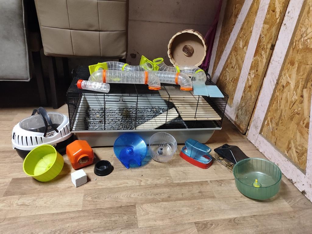 Hamsterkooi met toebehoren, Kooi, Minder dan 75 cm, Zo goed als nieuw, Ophalen